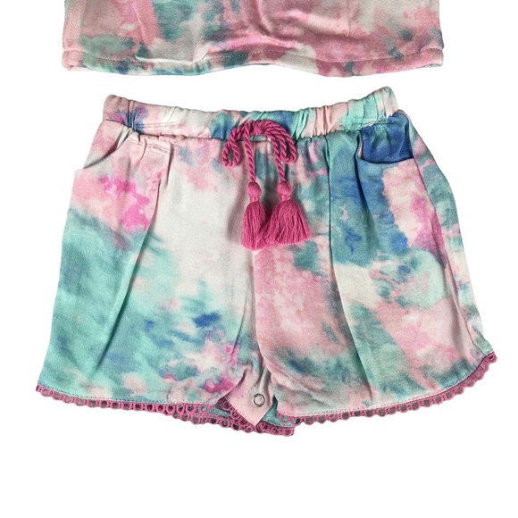 RARE EDITIONS Baby Girls Tie Dye Flutter Sleeve With Shorts Set - Picture 4 of 7